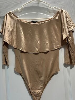 Forever 21 Beige Off-Shoulder Bodysuit